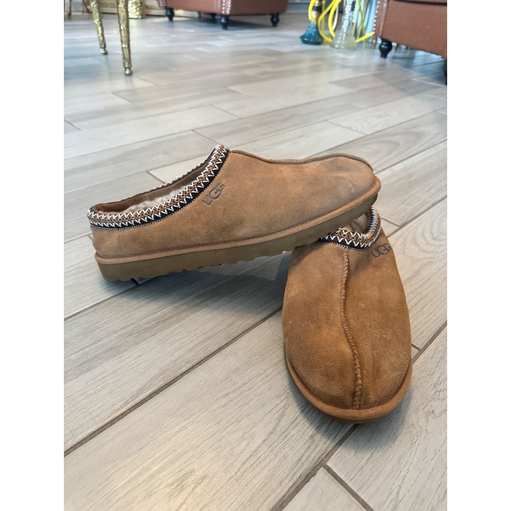 UGG Tasman Slipper Chestnut Suede Sheepskin Lining Mens Size 18 Brown 5950